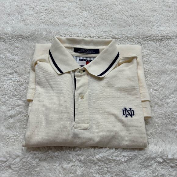 Tommy Hilfiger Other - Vintage Tommy Hilfiger Golf Men Notre Dame Monagrammed 100% Cotton Cream XL Polo